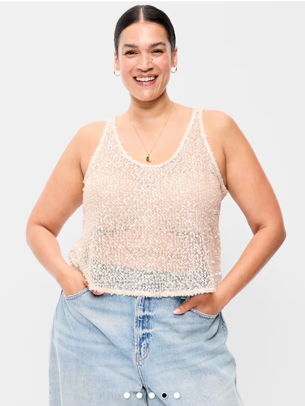 NWT Old Navy Sequin Tank Top in Sea Salt